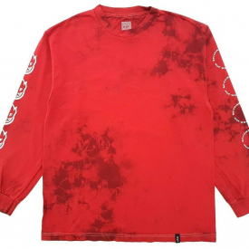 Huf Spitfire Burn Faster Long Sleeve Tie Dye Tee Red Size S Mens T-Shirt