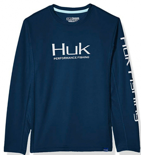 Huk Youth Icon X Youth Small Dark Blue Long Sleeve Fishing Shirt