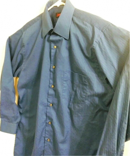 J. Garcia Mens Sz M 15 1/2 32/33 Wrinkle Free Blue Button Down Long Sleeve Shirt