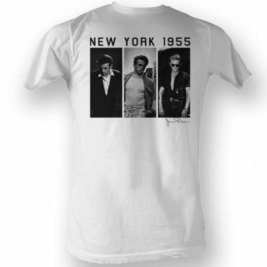 James Dean Black And White White Adult T-Shirt