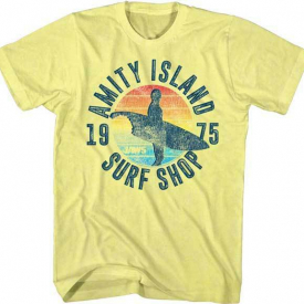 Jaws Amity Island Surf Shop 1975 Adult T Shirt Great Classic Movie