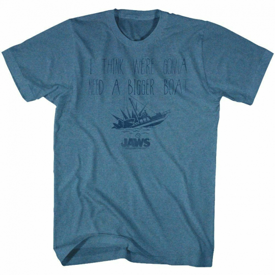 Jaws Bigger Pacific Blue Heather Adult T-Shirt
