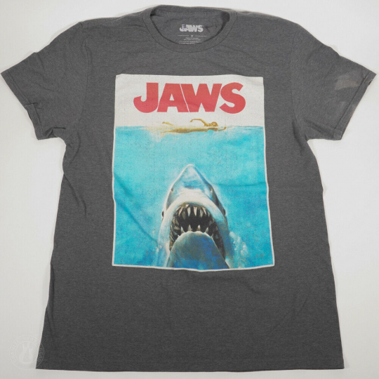 Jaws Heather Gray Movie Poster Men's T-Shirt Size M