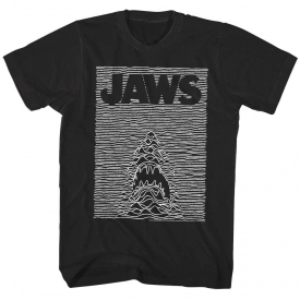 Jaws Shark Joy Division Parody Men’s T Shirt Movie Poster Black Ocean Waves Bite