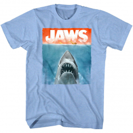 Jaws Watercolor Shark Movie Poster Men’s T Shirt Painted Swimmer Ocean