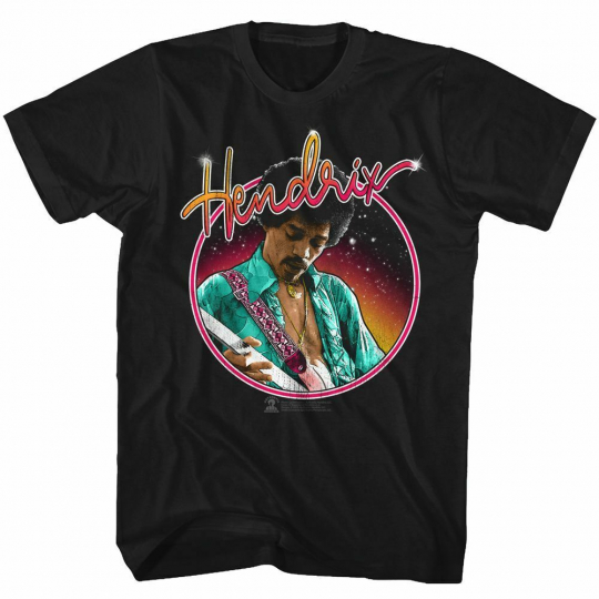 Jimi Hendrix Neon Black Adult T-Shirt