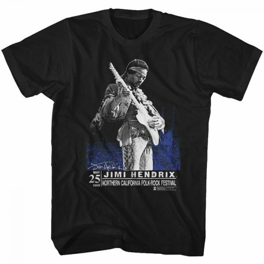 Jimi Hendrix Northern Cali Black Adult T-Shirt