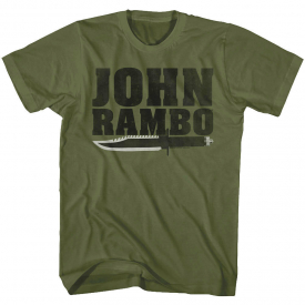 John Rambo Knife Movie Poster Men’s T Shirt Army Military Blade Machete Stallone