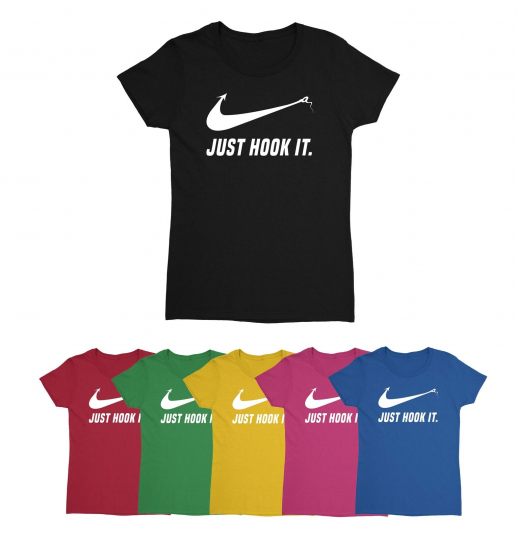 Just Hook It Funny Shirt Meme Swoosh Sports Slogan Ladies Crewneck T-Shirt