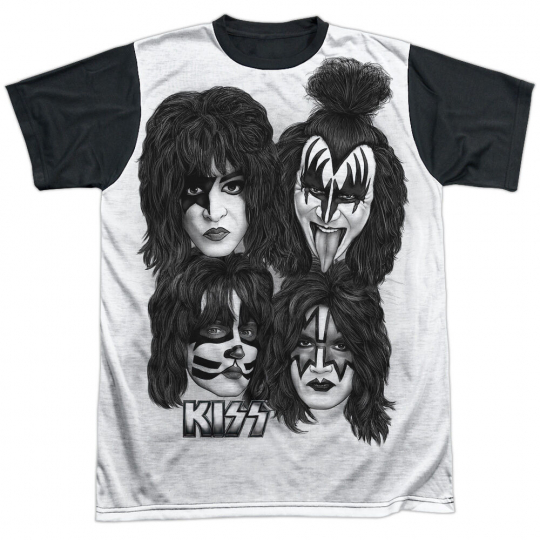 KISS HEADS Licensed Front Print Adult Men's Graphic Band Tee Shirt SM-2XL