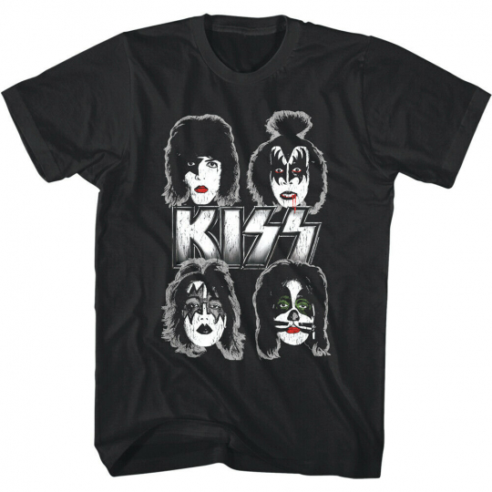 Kiss Faces Men's T Shirt Dynasty Album Cover Rock Band Tee Live Concert Merch