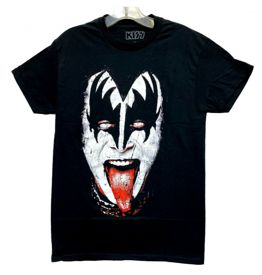 Kiss Men's Gene Simmons Tongue Out Demon Rock Band Licensed T-Shirt Black New