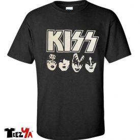 Kiss T-Shirt Rock Music Band Faces Official Logo Adult Black Tee