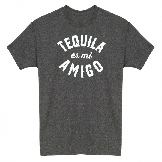 LA Imprints Men's Tequila Is My Friend T-Shirt - Gray Spanish Text Drinking Tee