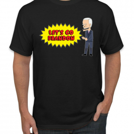 Let’s Go Brandon Funny Cartoon Biden FJB Political Mens Graphic T-Shirt