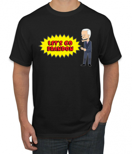 Let's Go Brandon Funny Cartoon Biden FJB Political Mens Graphic T-Shirt