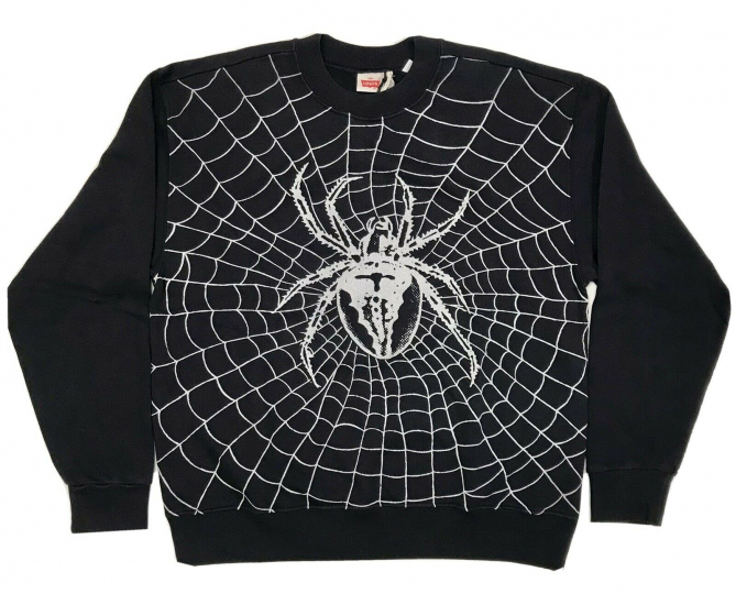 Levi’s LVC x No Fun Collection Black White Web Spider Sweatshirt Size Small S
