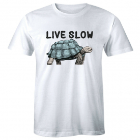Live Slow with Turtle T-Shirt for Men Funny Animal Humor Tee Shirt