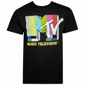 MTV MUSIC TELEVISION T-SHIRT BLACK MENS ROCK POP HIP HOP RETRO TV SHOW TEE MENS
