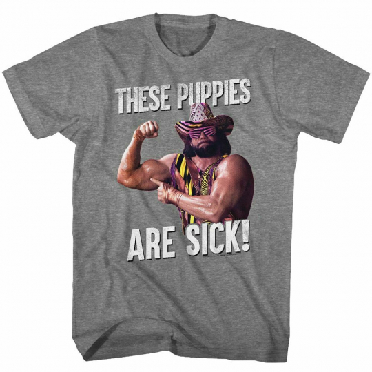 Macho Man These Puppies Graphite Heather Adult T-Shirt