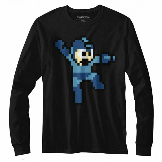 Mega Man Jumpman Black Adult Long Sleeve T-Shirt