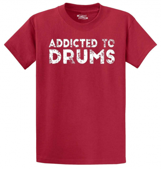 Mens Addicted To Drums T-Shirt Drummer Music Musician Band