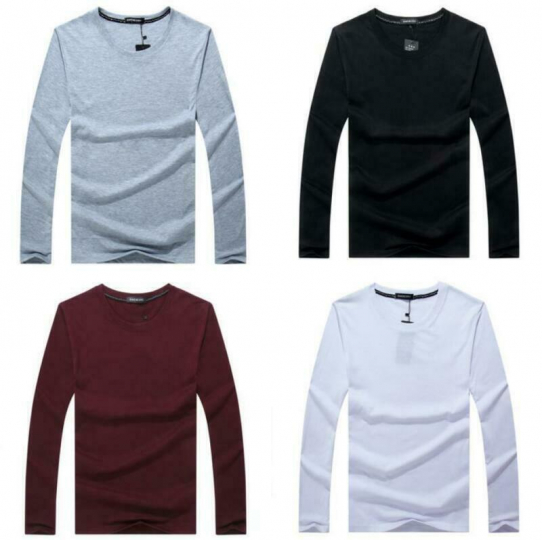 Men's Long Sleeve T-Shirt Slim Fit Casual Solid Color Basic Tee Shirts