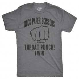 Mens Rock Paper Scissors Throat Punch T shirt Funny Sarcastic Hilarious Novelty