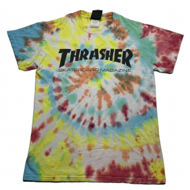 Men’s Thrasher Magazine Rainbow Tie Dye T Shirt Size Small Skateboarding Spiral