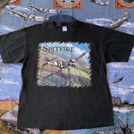Men’s XL Black Super marine Spitfire Short Sleeve Airplane T-Shirt M&O Knits