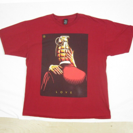 Men’s XL Red Obey Graphic Grenade Love T Shirt Cotton