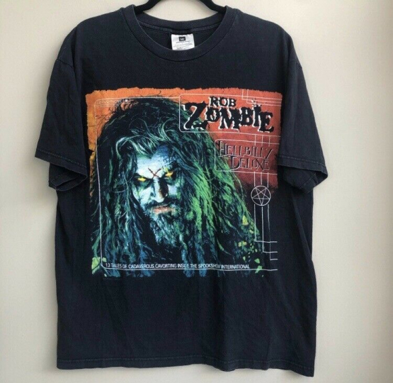 Men’s L Large Vintage 90s Rob Zombie Hellbilly Deluxe Metal Band Music T-Shirt