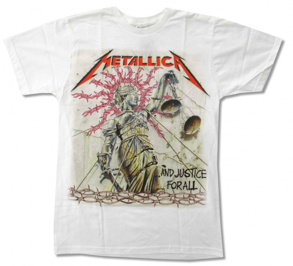 Metallica Justice For All White T Shirt New Official Band Merch Album Art