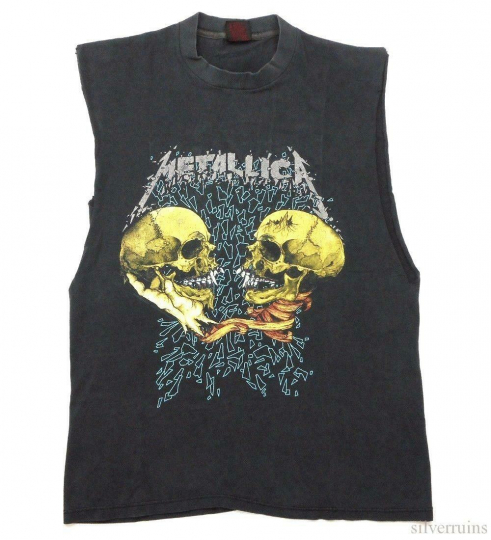 Metallica Vintage T Shirt 1990's Concert Tour Pushead Sad But True Skulls L