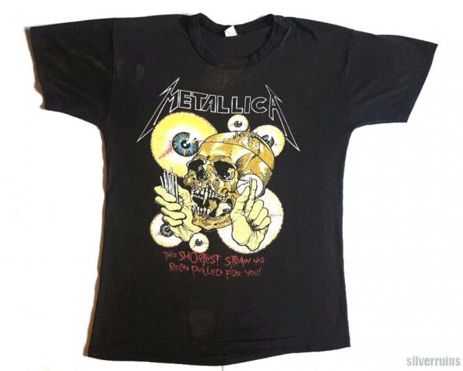 Metallica Vintage T Shirt 80's 1988 Justice Tour Concert Pushead Shortest Straw