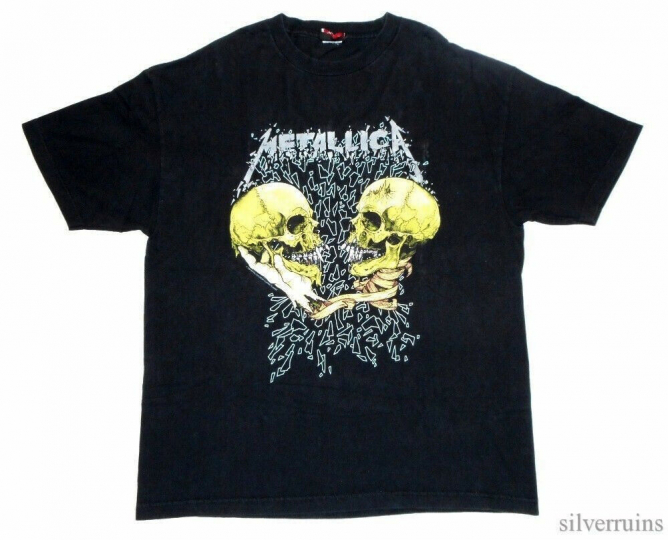 Metallica Vintage T Shirt 90's 1994 Tour Concert Pushead Sad But True Skulls