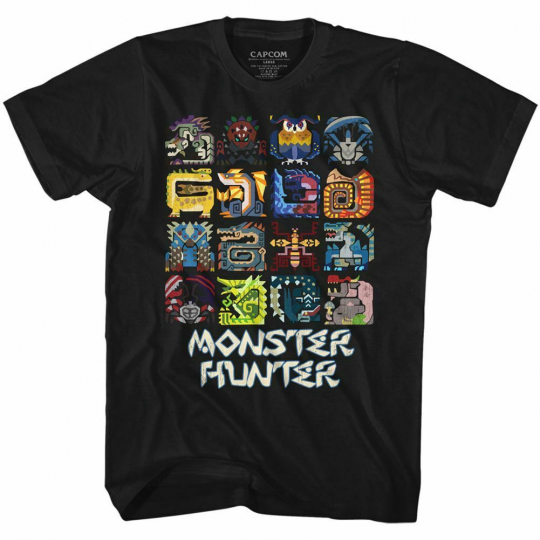 Monster Hunter Symbols Black Adult T-Shirt