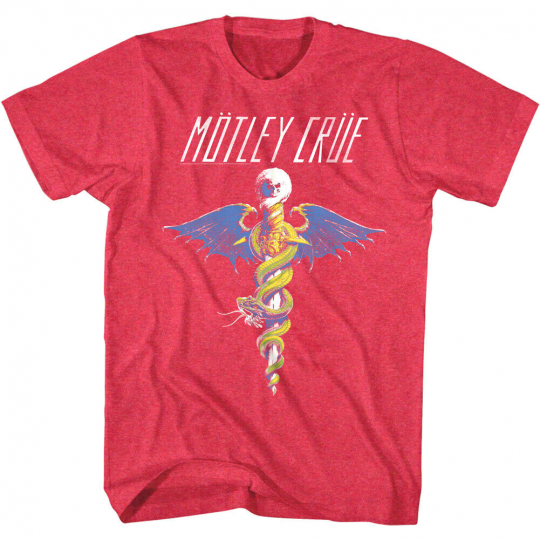 Motley Crue Dr Feel Good 89 Album Men's T shirt Rock Band Tee Red Concert Top