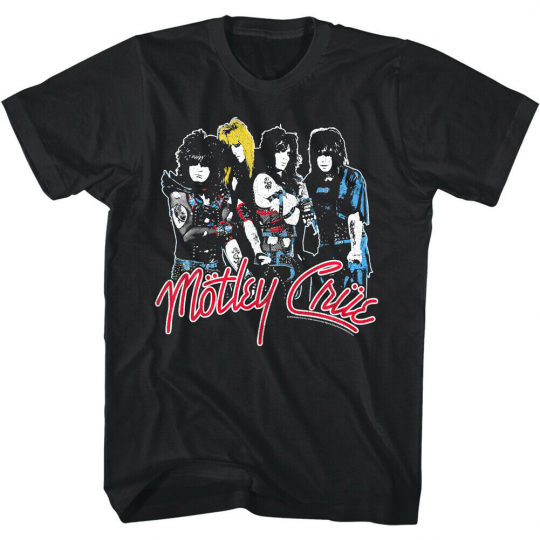 Motley Crue Glam Rock Band Line-up Men's T Shirt 80s Tee Live Concert Merch