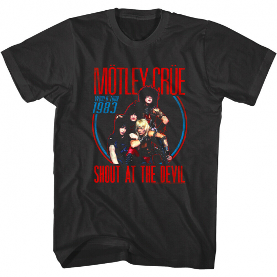Motley Crue Shout at the Devil World Tour 1983 Men's T Shirt Rock Band Concert