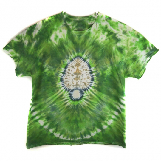 Mushroom Tie Dye Hand Made Men's TShirt XXL Woodstock Grateful Dead Green White
