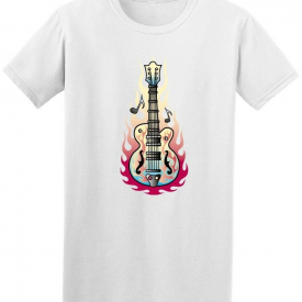 Musical Notes Rock Guitar Flames Men’s Tee -Image by Shutterstock