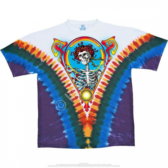 NEW GRATEFUL DEAD Bertha V Tie-Dye T-Shirt m Cotton Deadhead Hippie Skull Roses