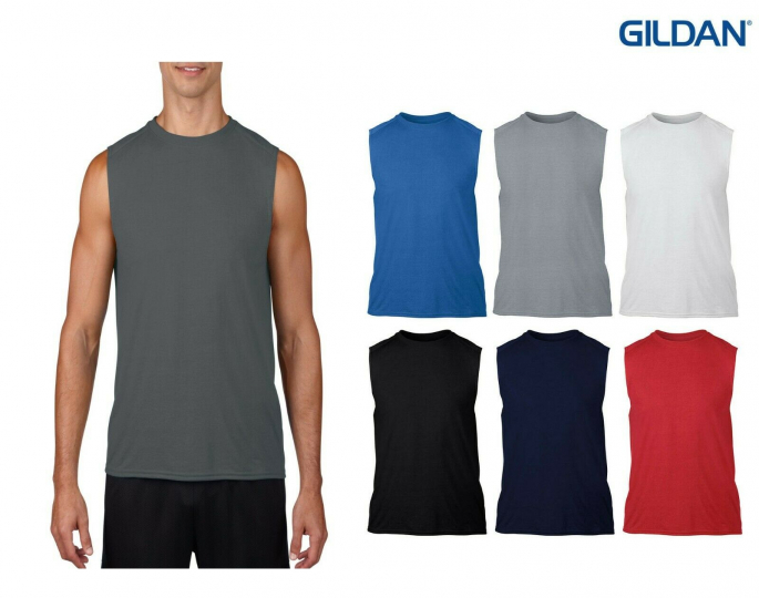 NEW - Gildan Men's Performance Sleeveless Crew Neck T-Shirt -Choose Color