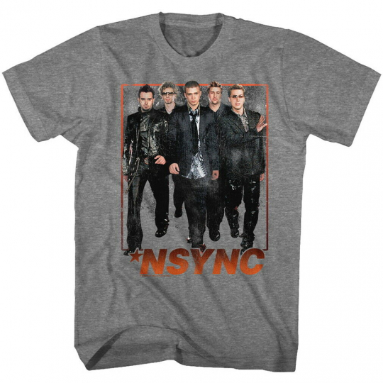 NSYNC Struttin Group Pose Pop Music Boy Band Men's Heather Charcoal Gray T-Shirt