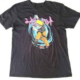 Naruto Shippuden Anime Black Graphic Print T Shirt Unisex Adult Large