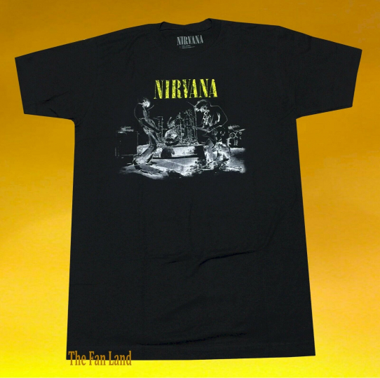 New Nirvana Band Silhouette Mens Classic Grunge Black Vintage T-Shirt