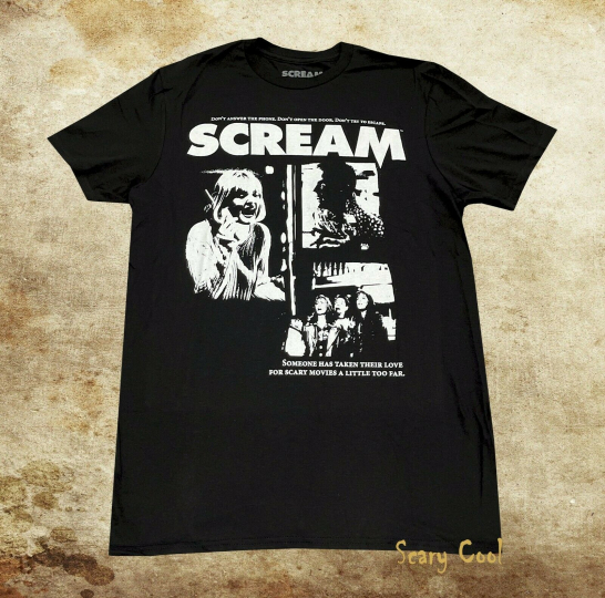 New Scream Poster Horror Movie Black Photo 1996 Mens Vintage T-Shirt