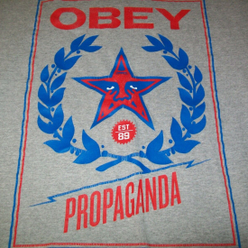 OBEY Brand Propaganda Short Sleeve Solid Gray Graphic T-Shirt – Men XL