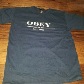 OBEY Established 1989 Navy Blue T Shirt (L) Large Cotton